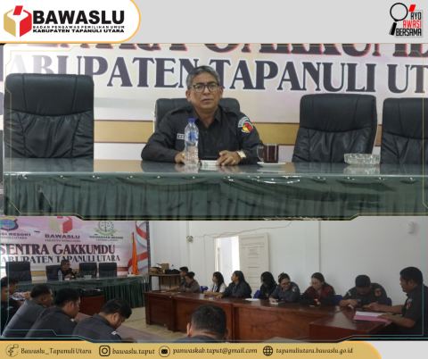 Kopman Pasaribu pimpin rapat rutin bersama staf bawaslu tapanuli utara